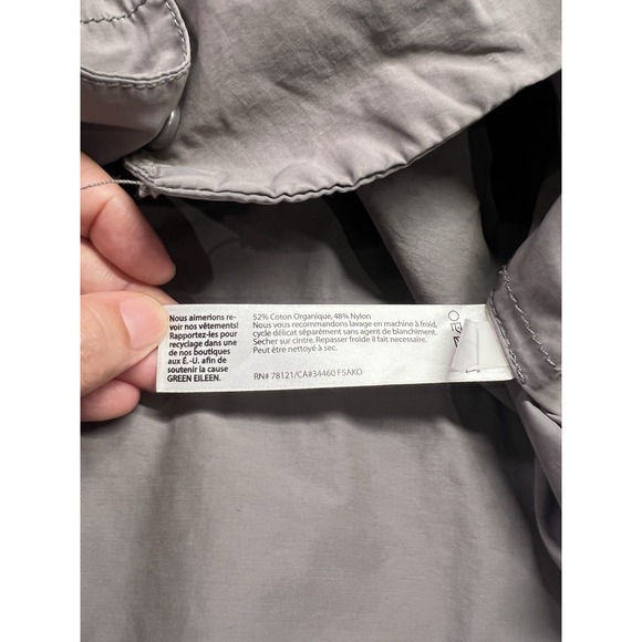 EILEEN FISHER Jacket Plus 1X Organic Lightweight Windbreaker Hooded Jacket Gray - Picture 9 of 12